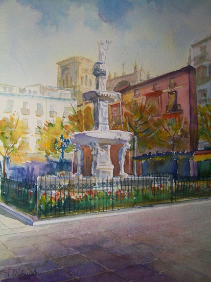 Plaza Bib Rambla Watercolour Paper Landscaping