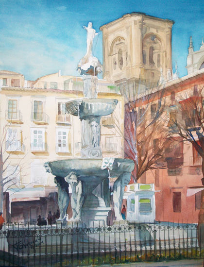 Plaza Bib Rambla Watercolour Paper Landscaping