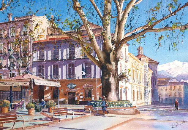 Plaza del Campillo Watercolour Paper Landscaping