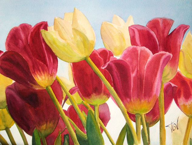 tulipanes Watercolour Paper Floral Painting