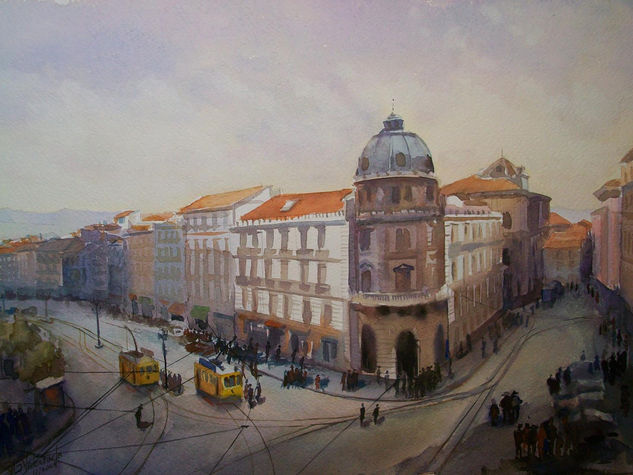 puerta real y hotel victoria Watercolour Paper Landscaping