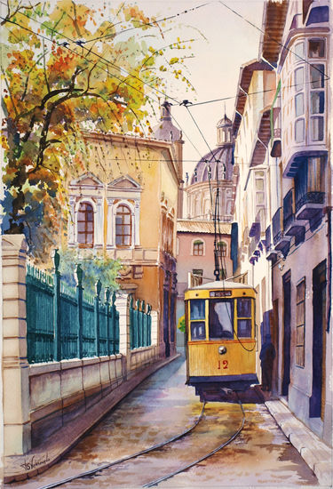 tranvía en calle Escuelas Watercolour Paper Others