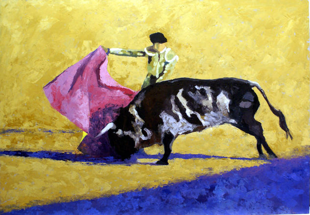 San Isidro V Oil Panel Figure Painting