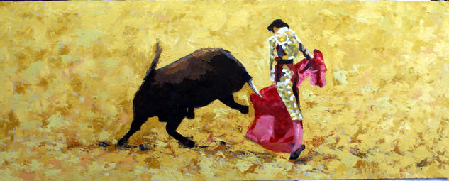 San Isidro VI Oil Panel Figure Painting