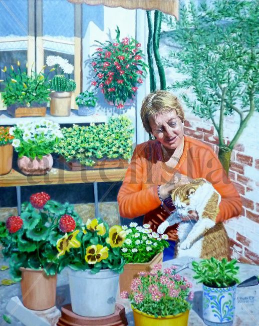 Na Carme les seves plantes i el Cirili