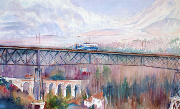 Tranvía en el puente de Dúrcal