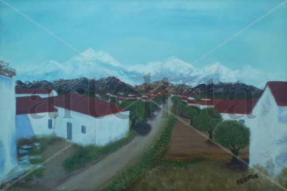 un pueblo mas Oil Canvas Landscaping