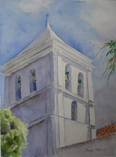 Cupula Iglesia El Hatillo Watercolour Paper Landscaping