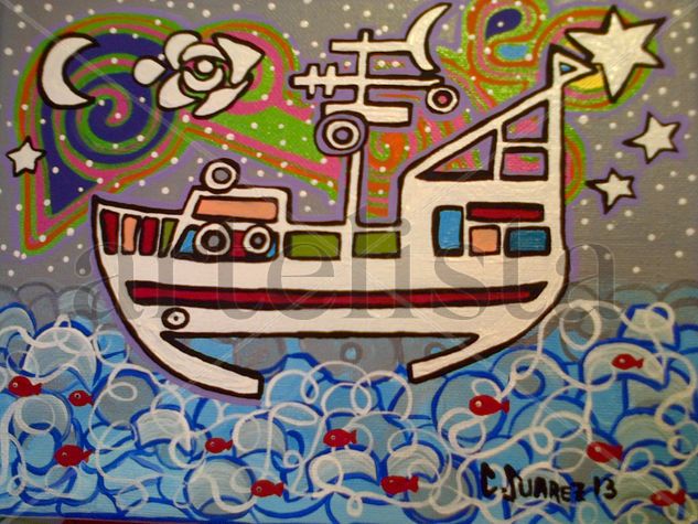 marina gris Acrylic Canvas Marine Painting