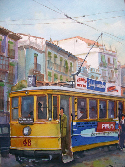 tranvia en Puerta Real Watercolour Paper Others