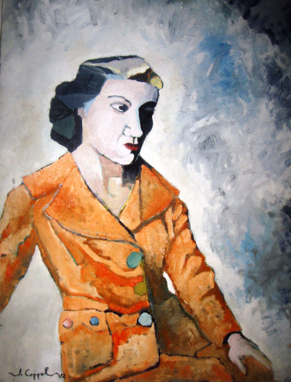 Mujer con la mano en la rodilla Oil Canvas Figure Painting