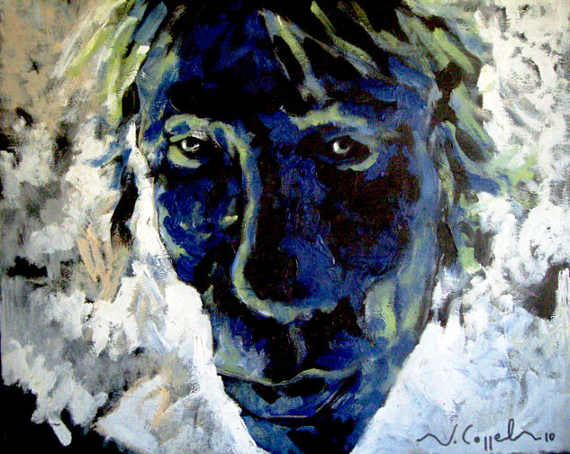 Hombre de azul Acrylic Canvas Portrait