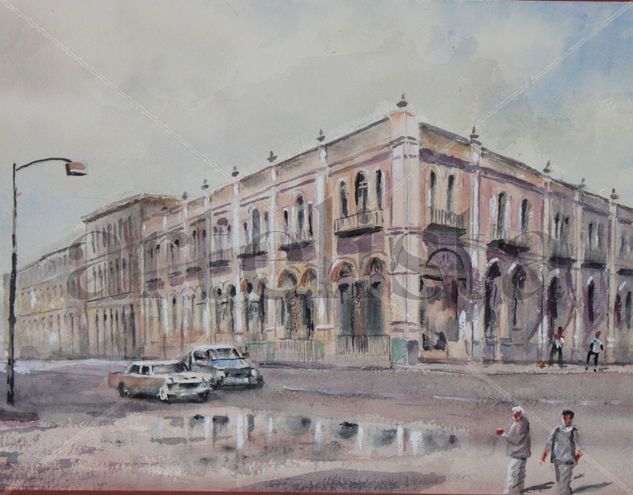 EDIFICIO EN CENTRO HISTORICO DE TAMPICO Acuarela Papel Paisaje