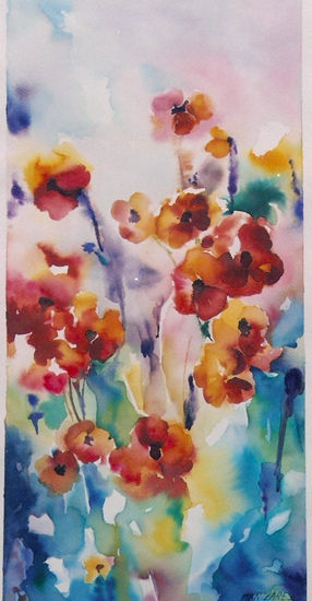 Flores Acuarela Papel Floral