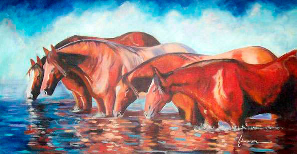 MARAÑON Y SU MANADA Oil Canvas Animals