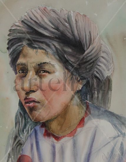 MUJER INDIGENA Watercolour Paper Portrait