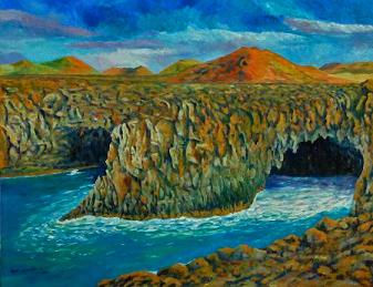 lanzarote Oil Textile Marine Painting