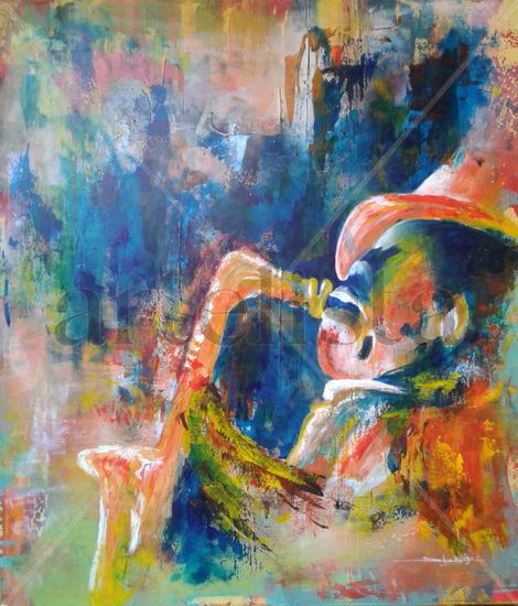 Noches de Jazz Acrylic Canvas Figure Painting