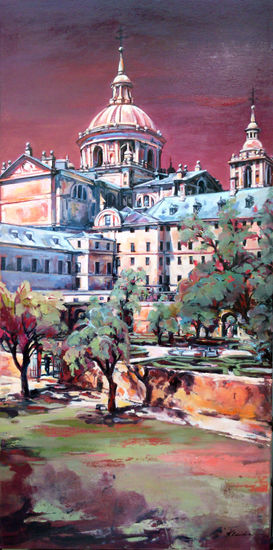 JARDINES DE EL ESCORIAL Óleo Lienzo Paisaje