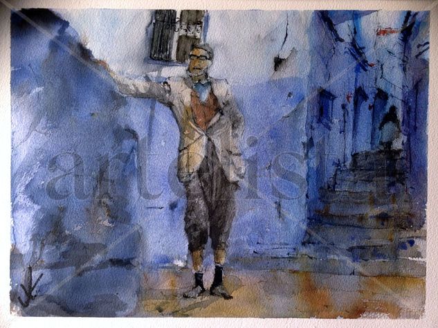 Chefchaouen. Esperando Watercolour Others Figure Painting