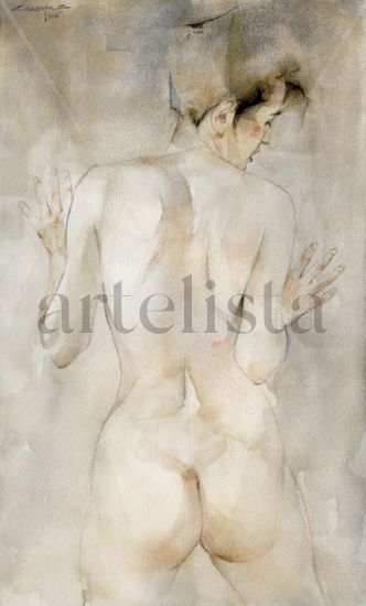 Dona d'esquenes Watercolour Paper Nude Paintings