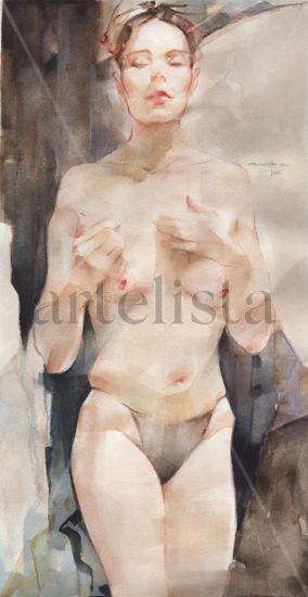 Dona avantçant Watercolour Paper Nude Paintings