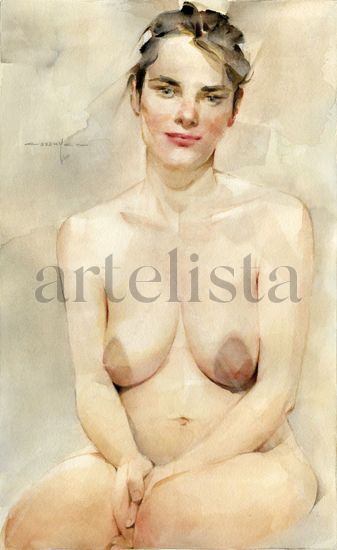 Dona asseguda Watercolour Paper Nude Paintings