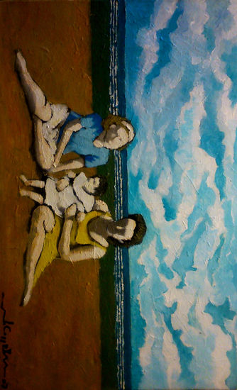 en la playa Acrylic Canvas Figure Painting