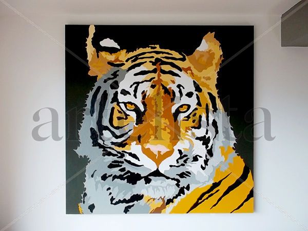 THE TIGER Mixed media Canvas Animals