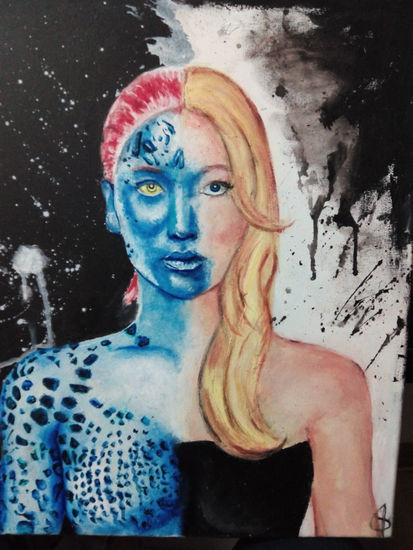 Mystique X-men (Jennifer Lawrence) Mixed media Canvas Figure Painting