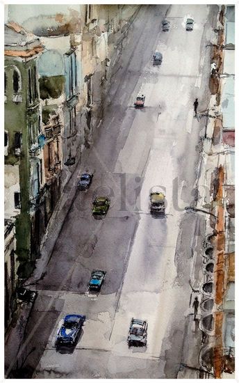 La Habana II Acuarela Papel Paisaje