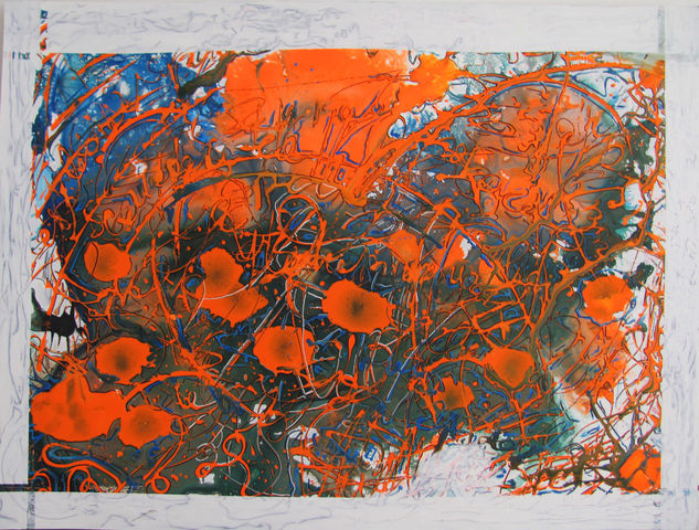 flor Mixed media Panel Floral Painting