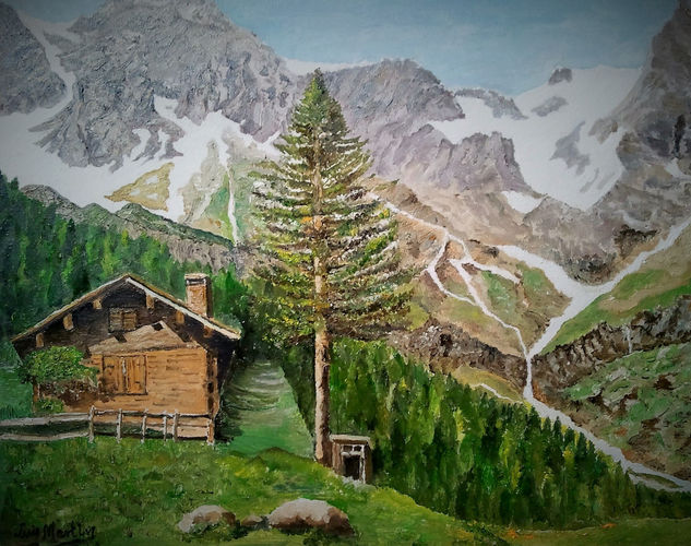 paisaje, nº 1 pino, casa, Oil Canvas Landscaping