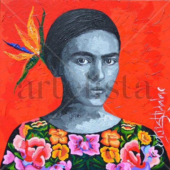 "Siempre fui tu niña. Te esperaba. Nos esperábamos... Nos arrancamos." Acrylic Canvas Portrait