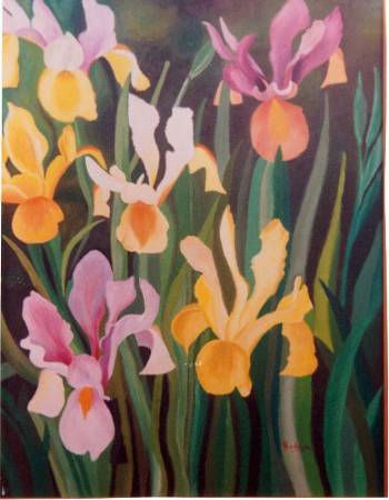 Flores de Lis Oil Canvas Floral Painting