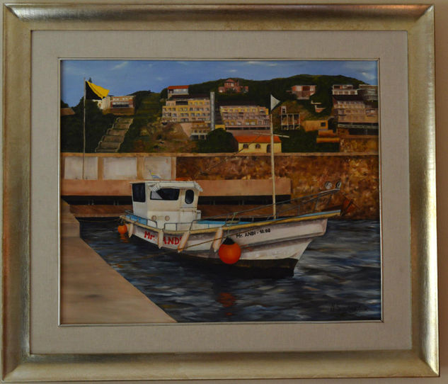 Puerto de Piriápolis 2015 Óleo Lienzo Marina