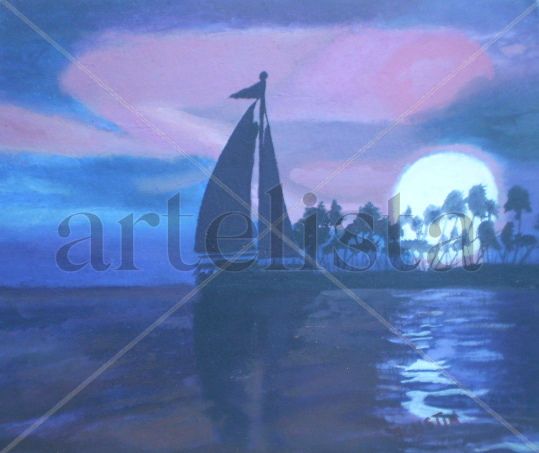 serie paisaje A06 Oil Panel Marine Painting