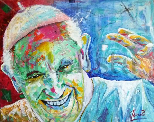 Papa Francisco. Acrilico sobre lienzo. 80x100cm. Artista: Jeanmanuel Zerpa Acrylic Canvas Portrait