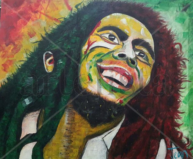 Bob Marley 50x60cm. Acrílico sobre lienzo. Jeanmanuel Zerpa Acrílico Lienzo Retrato