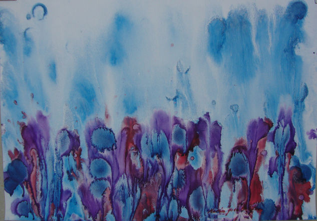 Fondo marino en azules Ink Paper Marine Painting