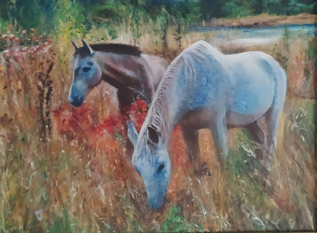 "CABALLOS DE MARIBEL" Óleo Lienzo Paisaje