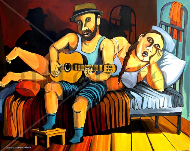 Otra cosa es con guitarra II Acrylic Textile Nude Paintings