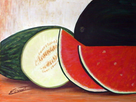 Sindria i Meló Oil Canvas Still Life Paintings