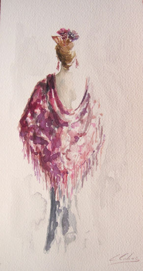 GITANA DE ROJO Watercolour Paper Figure Painting