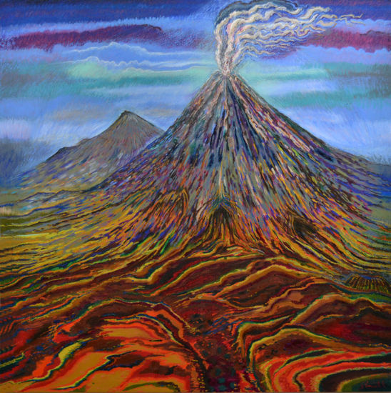 VOLCÁN DE COLIMA Oil Textile Landscaping