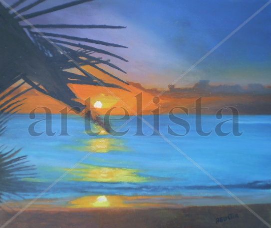 serie paisaje A13 Oil Panel Marine Painting