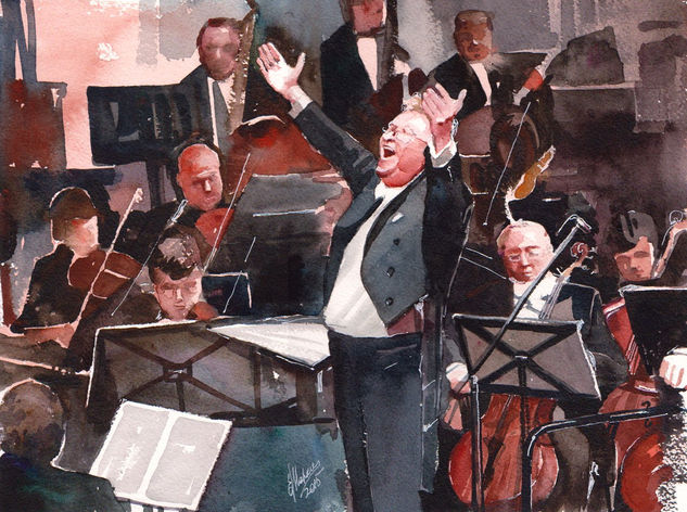 The conductor Watercolour Paper Others