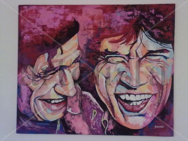 Mick and Keith Gouache Canvas Portrait