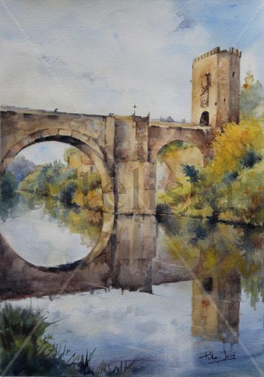 Puente sobre el Tajo, Toledo Acuarela Papel Otros