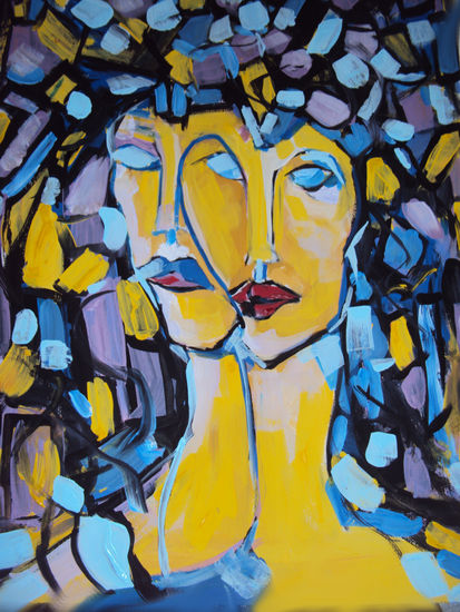 Un rostro Acrylic Textile Figure Painting